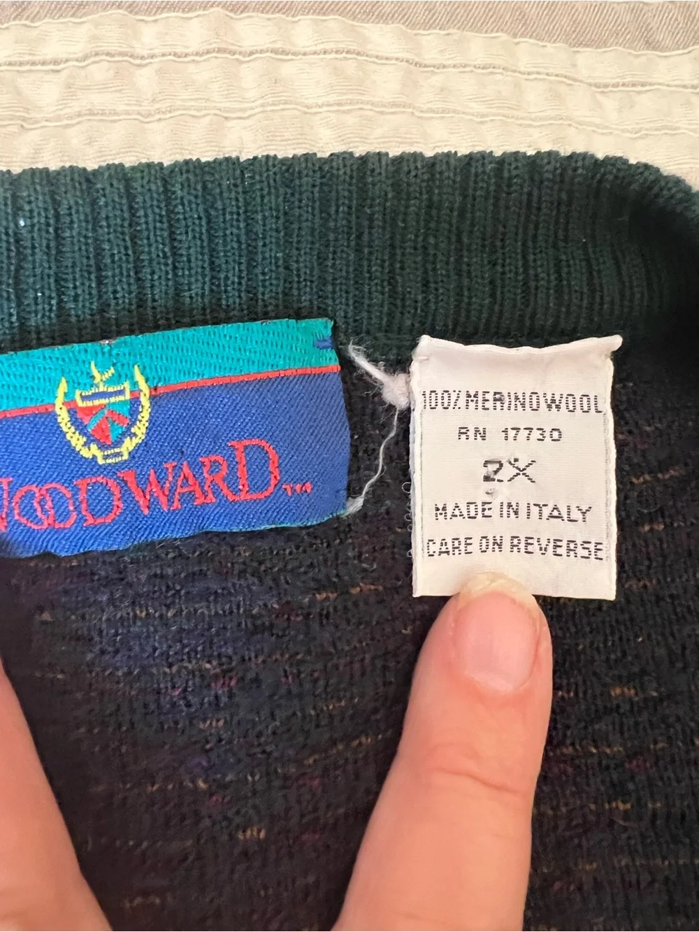 Vintage Woodward 100% merino wool hunter green sweater 2X